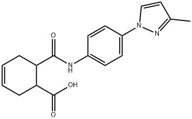 6-((4-(3-methyl-1H-pyrazol-1-yl)phenyl)carbamoyl)cyclohex-3-enecarboxylic acid Struktur