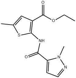 ethyl 5-methyl-2-(1-methyl-1H-pyrazole-5-carboxamido)thiophene-3-carboxylate Struktur