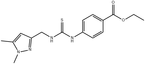 ethyl 4-(3-((1,5-dimethyl-1H-pyrazol-3-yl)methyl)thioureido)benzoate Struktur