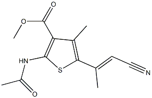 methyl 2-(acetylamino)-5-(2-cyano-1-methylvinyl)-4-methyl-3-thiophenecarboxylate Struktur