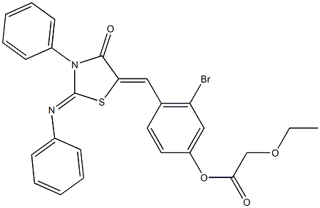 5-bromo-2-ethoxy-4-((Z)-((Z)-4-oxo-3-phenyl-2-(phenylimino)thiazolidin-5-ylidene)methyl)phenyl acetate Struktur