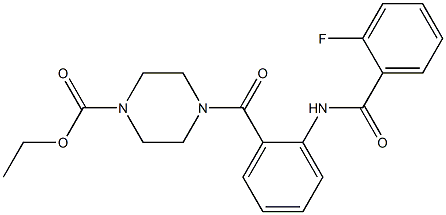 ethyl 4-(2-(2-fluorobenzamido)benzoyl)piperazine-1-carboxylate Struktur