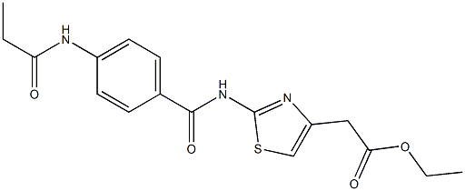 ethyl 2-(2-(4-propionamidobenzamido)thiazol-4-yl)acetate Struktur