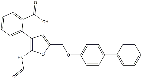 3-(5-(([1,1'-biphenyl]-4-yloxy)methyl)furan-2-carboxamido)benzoic acid Struktur