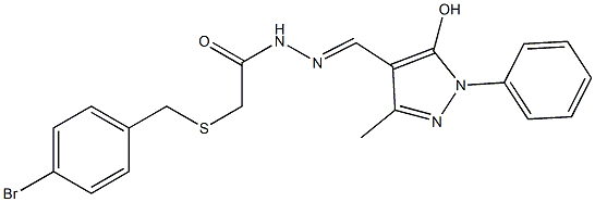 (E)-2-((4-bromobenzyl)thio)-N'-((5-hydroxy-3-methyl-1-phenyl-1H-pyrazol-4-yl)methylene)acetohydrazide Struktur