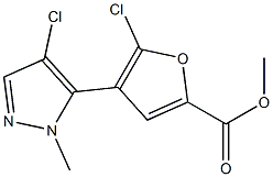 methyl 5-chloro-4-(4-chloro-1-methyl-1H-pyrazol-5-yl)furan-2-carboxylate Struktur