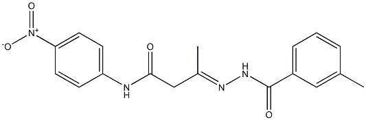 3-[(3-methylbenzoyl)hydrazono]-N-(4-nitrophenyl)butanamide Struktur