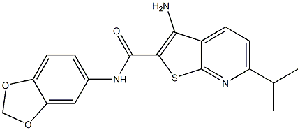 3-amino-N-1,3-benzodioxol-5-yl-6-isopropylthieno[2,3-b]pyridine-2-carboxamide Struktur