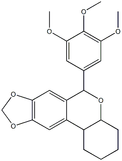 6-(3,4,5-trimethoxyphenyl)-2,3,4,4a,6,11b-hexahydro-1H-[1,3]benzodioxolo[5,6-c]chromene Struktur