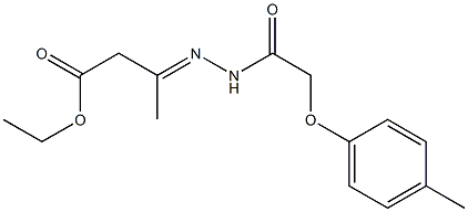 ethyl 3-{[(4-methylphenoxy)acetyl]hydrazono}butanoate Struktur