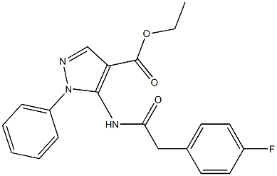 ethyl 5-(2-(4-fluorophenyl)acetamido)-1-phenyl-1H-pyrazole-4-carboxylate Struktur