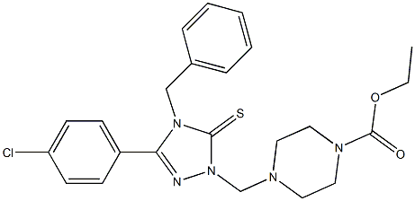 ethyl 4-((4-benzyl-3-(4-chlorophenyl)-5-thioxo-4,5-dihydro-1H-1,2,4-triazol-1-yl)methyl)piperazine-1-carboxylate Struktur