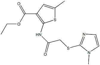 ethyl 5-methyl-2-(2-((1-methyl-1H-imidazol-2-yl)thio)acetamido)thiophene-3-carboxylate Struktur