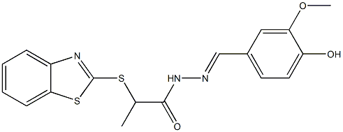 (E)-2-(benzo[d]thiazol-2-ylthio)-N'-(4-hydroxy-3-methoxybenzylidene)propanehydrazide Struktur