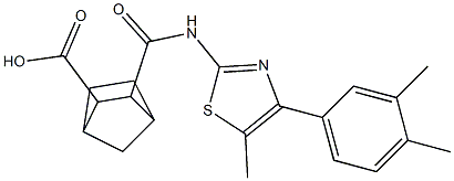 3-((4-(3,4-dimethylphenyl)-5-methylthiazol-2-yl)carbamoyl)bicyclo[2.2.1]heptane-2-carboxylic acid Struktur