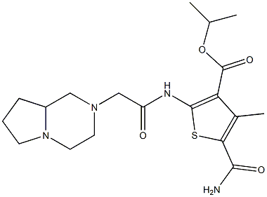 isopropyl 5-carbamoyl-2-(2-(hexahydropyrrolo[1,2-a]pyrazin-2(1H)-yl)acetamido)-4-methylthiophene-3-carboxylate Struktur