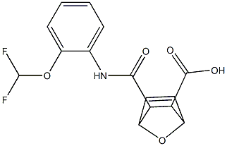 3-((2-(difluoromethoxy)phenyl)carbamoyl)-7-oxabicyclo[2.2.1]hept-5-ene-2-carboxylic acid Struktur