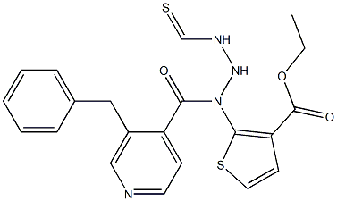 ethyl 5-benzyl-2-(2-isonicotinoylhydrazinecarbothioamido)thiophene-3-carboxylate Struktur