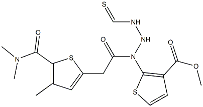 methyl 5-(dimethylcarbamoyl)-4-methyl-2-(2-(2-(thiophen-2-yl)acetyl)hydrazinecarbothioamido)thiophene-3-carboxylate Structure