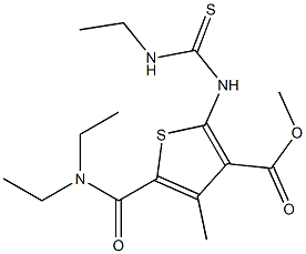 methyl 5-(diethylcarbamoyl)-2-(3-ethylthioureido)-4-methylthiophene-3-carboxylate Struktur