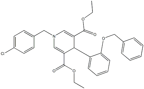 diethyl 4-(2-(benzyloxy)phenyl)-1-(4-chlorobenzyl)-1,4-dihydropyridine-3,5-dicarboxylate Struktur