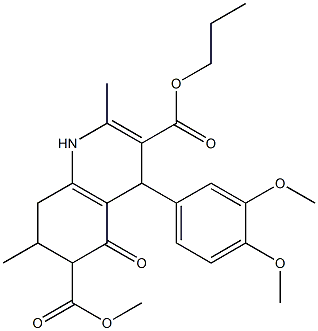 6-methyl 3-propyl 4-(3,4-dimethoxyphenyl)-2,7-dimethyl-5-oxo-1,4,5,6,7,8-hexahydroquinoline-3,6-dicarboxylate Struktur