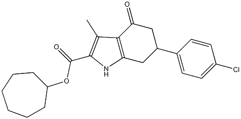 cycloheptyl 6-(4-chlorophenyl)-3-methyl-4-oxo-4,5,6,7-tetrahydro-1H-indole-2-carboxylate Struktur