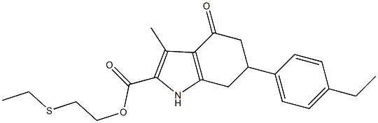 2-(ethylthio)ethyl 6-(4-ethylphenyl)-3-methyl-4-oxo-4,5,6,7-tetrahydro-1H-indole-2-carboxylate Struktur