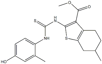 methyl 2-(3-(4-hydroxy-2-methylphenyl)thioureido)-6-methyl-4,5,6,7-tetrahydrobenzo[b]thiophene-3-carboxylate Struktur