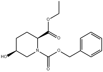 (2S*,5S*)-1-benzyl 2-ethyl 5-hydroxypiperidine-1,2-dicarboxylate Struktur