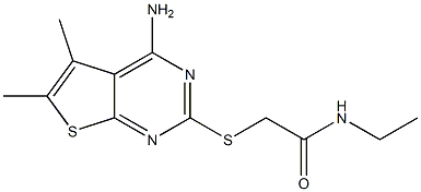 2-(4-amino-5,6-dimethylthieno[2,3-d]pyrimidin-2-ylthio)-N-ethylacetamide Struktur