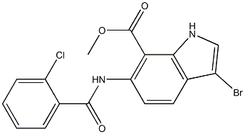 methyl 3-bromo-6-(2-chlorobenzamido)-1H-indole-7-carboxylate Struktur