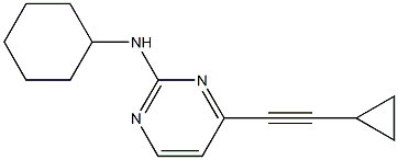 N-cyclohexyl-4-(cyclopropylethynyl)pyrimidin-2-amine Struktur