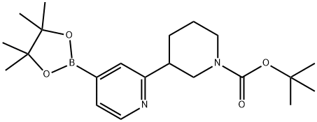 tert-butyl 3-(4-(4,4,5,5-tetramethyl-1,3,2-dioxaborolan-2-yl)pyridin-2-yl)piperidine-1-carboxylate Struktur