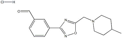 3-{5-[(4-methylpiperidin-1-yl)methyl]-1,2,4-oxadiazol-3-yl}benzaldehyde hydrochloride Struktur