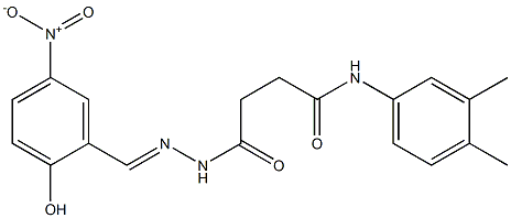 N-(3,4-dimethylphenyl)-4-[2-(2-hydroxy-5-nitrobenzylidene)hydrazino]-4-oxobutanamide Struktur