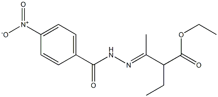 ethyl 2-ethyl-3-[(4-nitrobenzoyl)hydrazono]butanoate Struktur