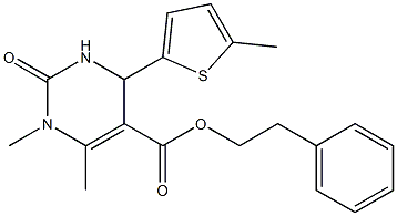 phenethyl 1,6-dimethyl-4-(5-methylthiophen-2-yl)-2-oxo-1,2,3,4-tetrahydropyrimidine-5-carboxylate Struktur