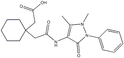 2-(1-(2-((1,5-dimethyl-3-oxo-2-phenyl-2,3-dihydro-1H-pyrazol-4-yl)amino)-2-oxoethyl)cyclohexyl)acetic acid Struktur