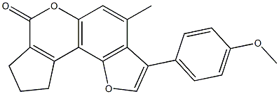 3-(4-methoxyphenyl)-4-methyl-9,10-dihydrocyclopenta[c]furo[2,3-f]chromen-7(8H)-one Struktur