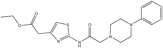 ethyl 2-(2-(2-(4-phenylpiperazin-1-yl)acetamido)thiazol-4-yl)acetate Struktur