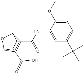 3-((5-(tert-butyl)-2-methoxyphenyl)carbamoyl)-7-oxabicyclo[2.2.1]hept-5-ene-2-carboxylic acid Struktur