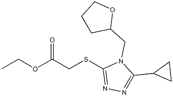 ethyl 2-((5-cyclopropyl-4-((tetrahydrofuran-2-yl)methyl)-4H-1,2,4-triazol-3-yl)thio)acetate Struktur