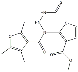 methyl 4,5-dimethyl-2-(2-(2-methylfuran-3-carbonyl)hydrazinecarbothioamido)thiophene-3-carboxylate Struktur