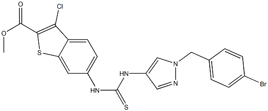 methyl 6-(3-(1-(4-bromobenzyl)-1H-pyrazol-4-yl)thioureido)-3-chlorobenzo[b]thiophene-2-carboxylate Struktur