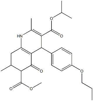 3-isopropyl 6-methyl 2,7-dimethyl-5-oxo-4-(4-propoxyphenyl)-1,4,5,6,7,8-hexahydroquinoline-3,6-dicarboxylate Struktur