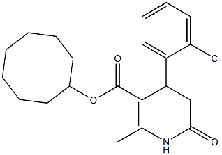 cyclooctyl 4-(2-chlorophenyl)-2-methyl-6-oxo-1,4,5,6-tetrahydropyridine-3-carboxylate Struktur