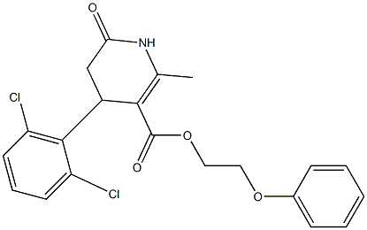 2-phenoxyethyl 4-(2,6-dichlorophenyl)-2-methyl-6-oxo-1,4,5,6-tetrahydropyridine-3-carboxylate Struktur