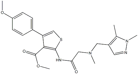 methyl 2-(2-(((1,5-dimethyl-1H-pyrazol-4-yl)methyl)(methyl)amino)acetamido)-4-(4-methoxyphenyl)thiophene-3-carboxylate Struktur