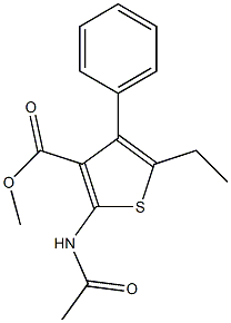 methyl 2-acetamido-5-ethyl-4-phenylthiophene-3-carboxylate Struktur